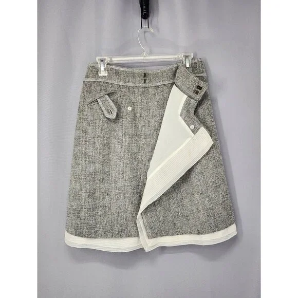 Nina Ricci Skirt Womens Size 36 (28) Gray Alpaca Lined Mini Academia Career Boho - Picture 3 of 13